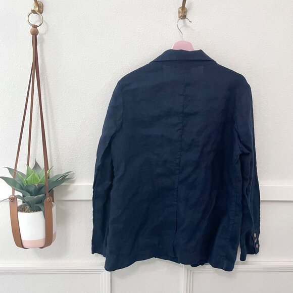 Quince 100% European Linen Blazer Deep Navy Blue Size L - Picture 5 of 6